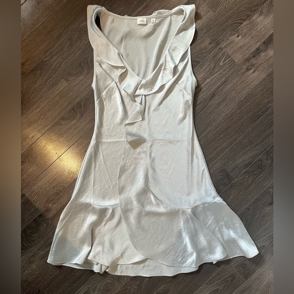 Aritzia Hera Satin Silver Dress - Picture 1 of 5